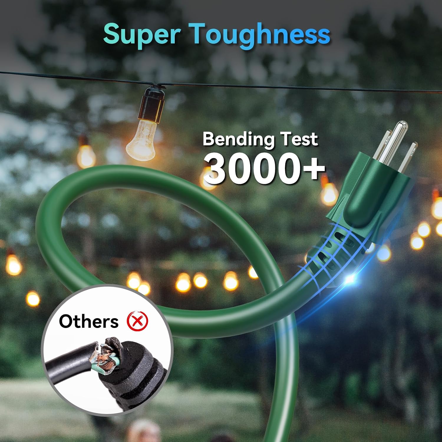 Detalle de K KASONIC FL-115B 50 ft Extension Cord, 3 Outlets, Grounded 16/3 SJTW