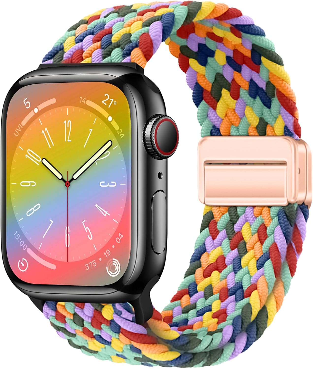 Detalle de Qimela FS129-37 Magnetic Braided Sport Loop Apple Watch Band, Stretchy Nylon
