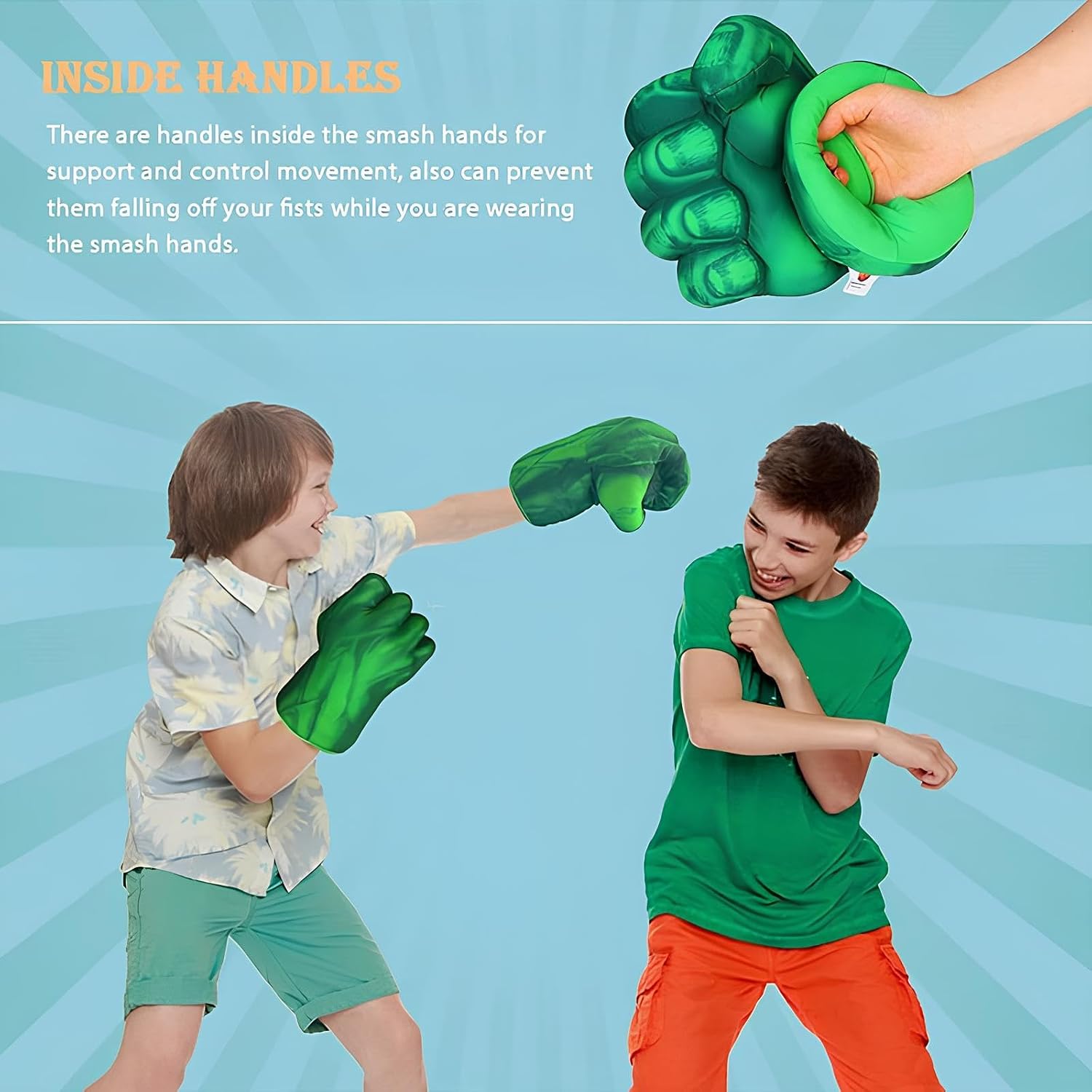 Detalle 1 de Guantes de Boxeo para Niños Gigantes Peluche Verde