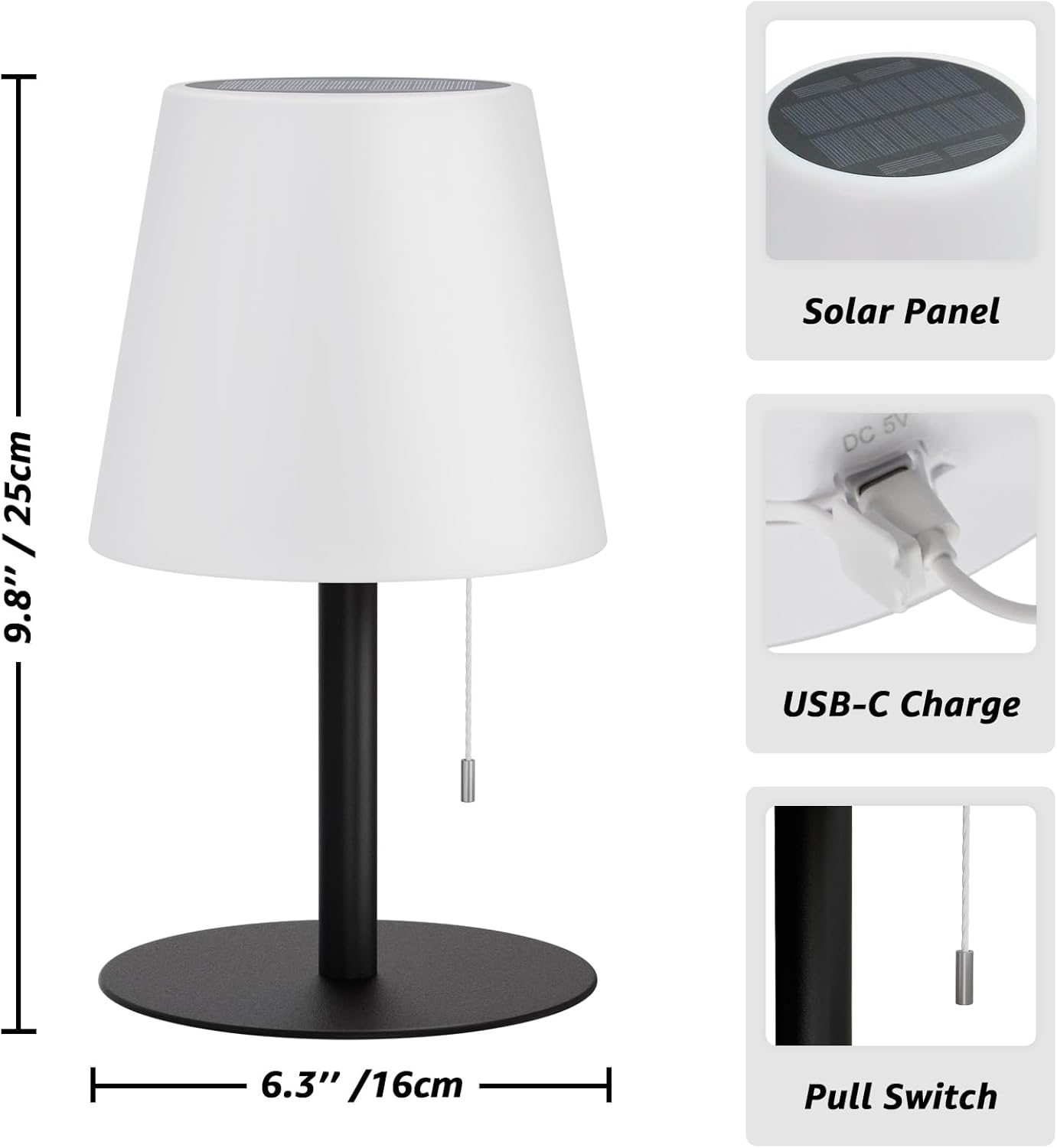 Thumbnail 6 de uuffoo Solar Tischlampe Outdoor – 2-in-1 Aufladung, IP44, RGB & Warmweiß, Schwarz