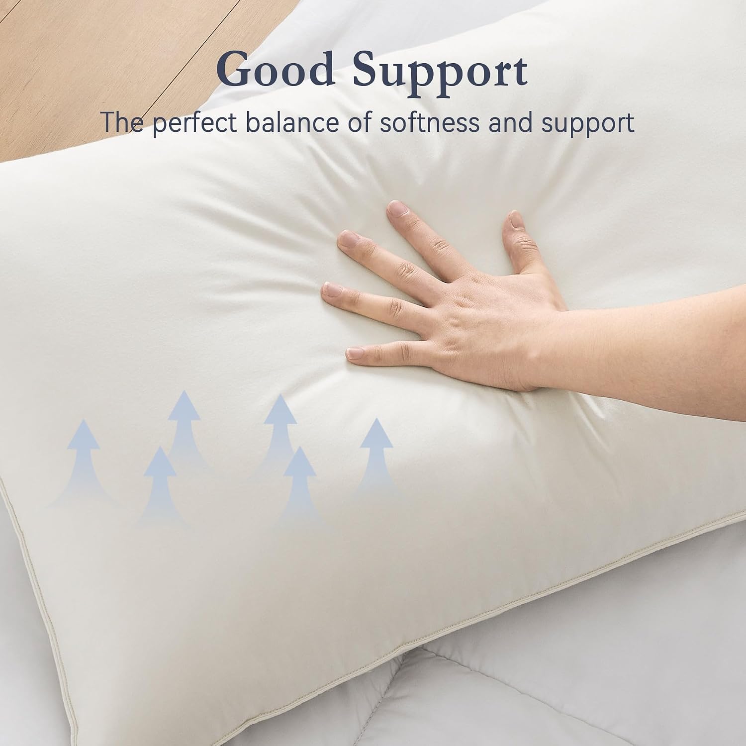 Detalle 2 de puredown Goose Feather Down Pillows, Standard Set of 2 with Organic Cotton Cover