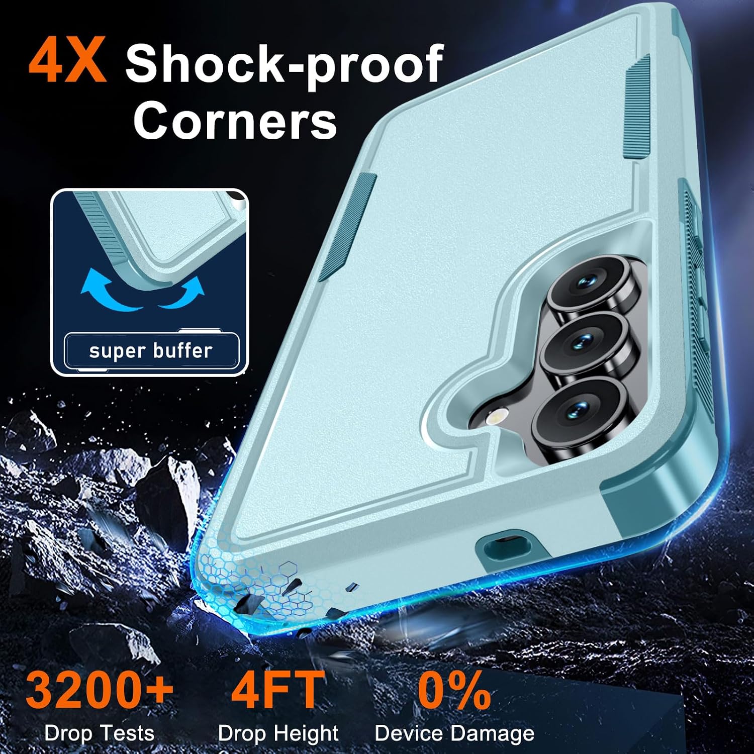 Detalle 2 de RMOCR Military-Grade Galaxy S25 FE Case (Screen Protector + Camera Lens Cover) in Mint Green