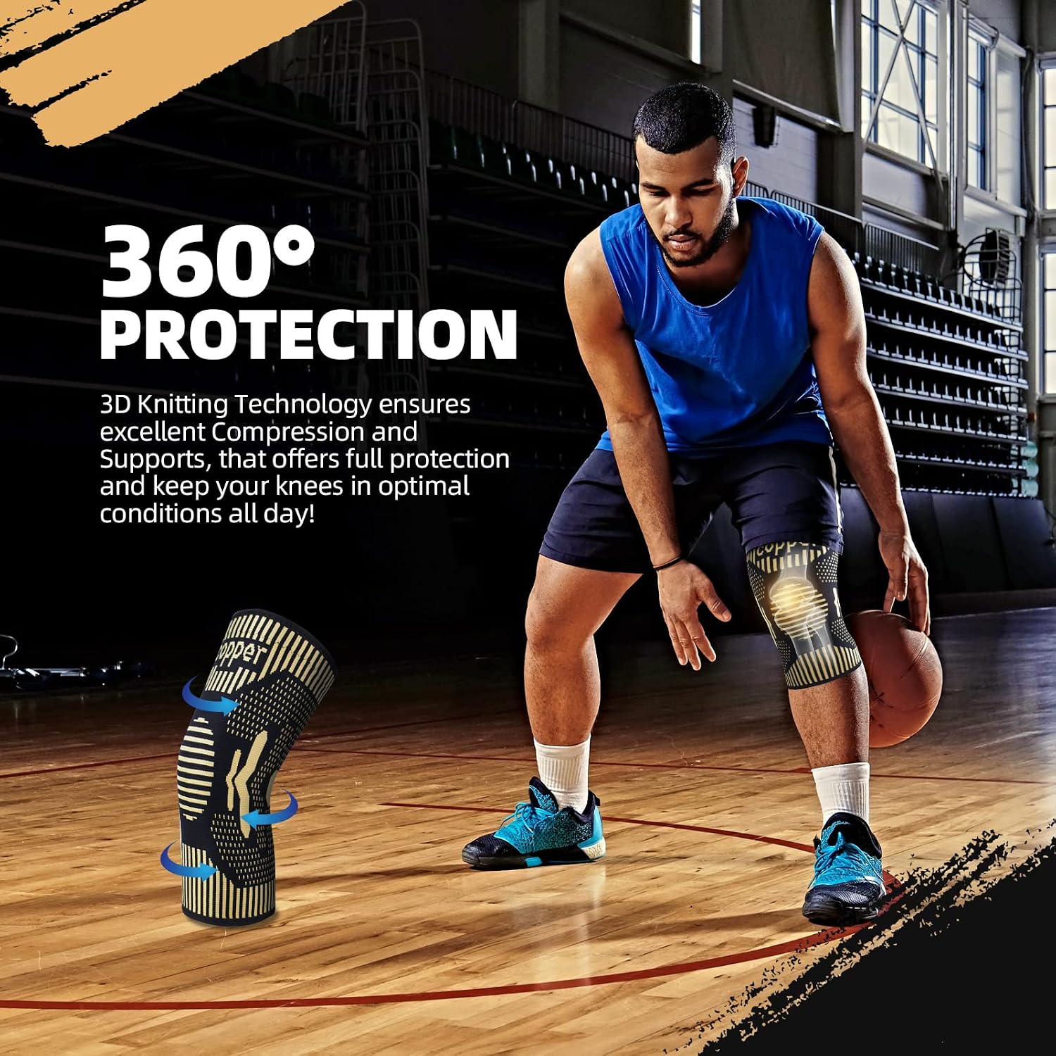Thumbnail 4 de Copper Knee Support 2-Pack compression sleeve for pain relief