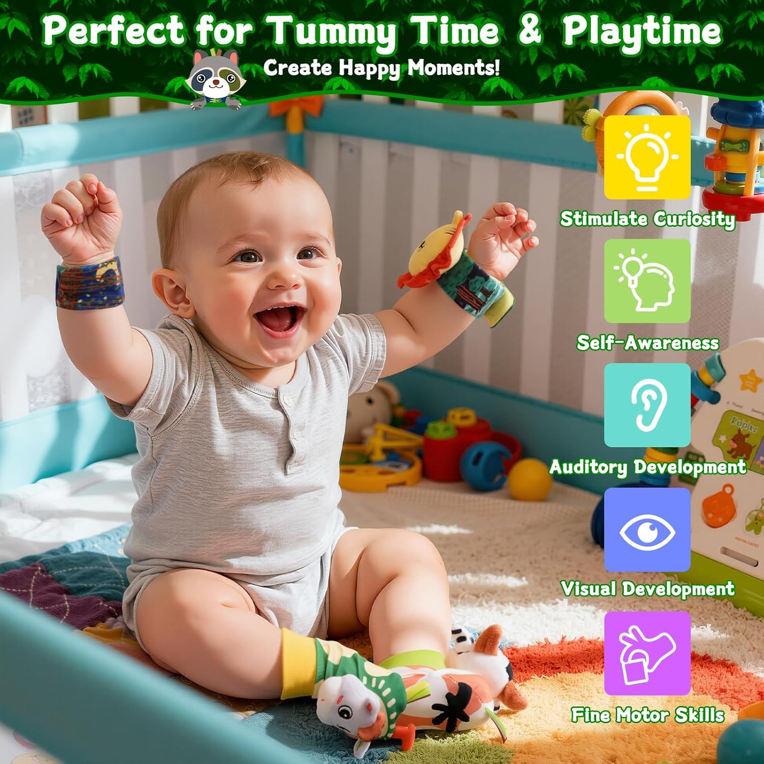 Thumbnail 5 de Zendstanding Newborn Gift Set: Wrist Rattles, Socks and Hand Grip Rattle for 0–12 Months
