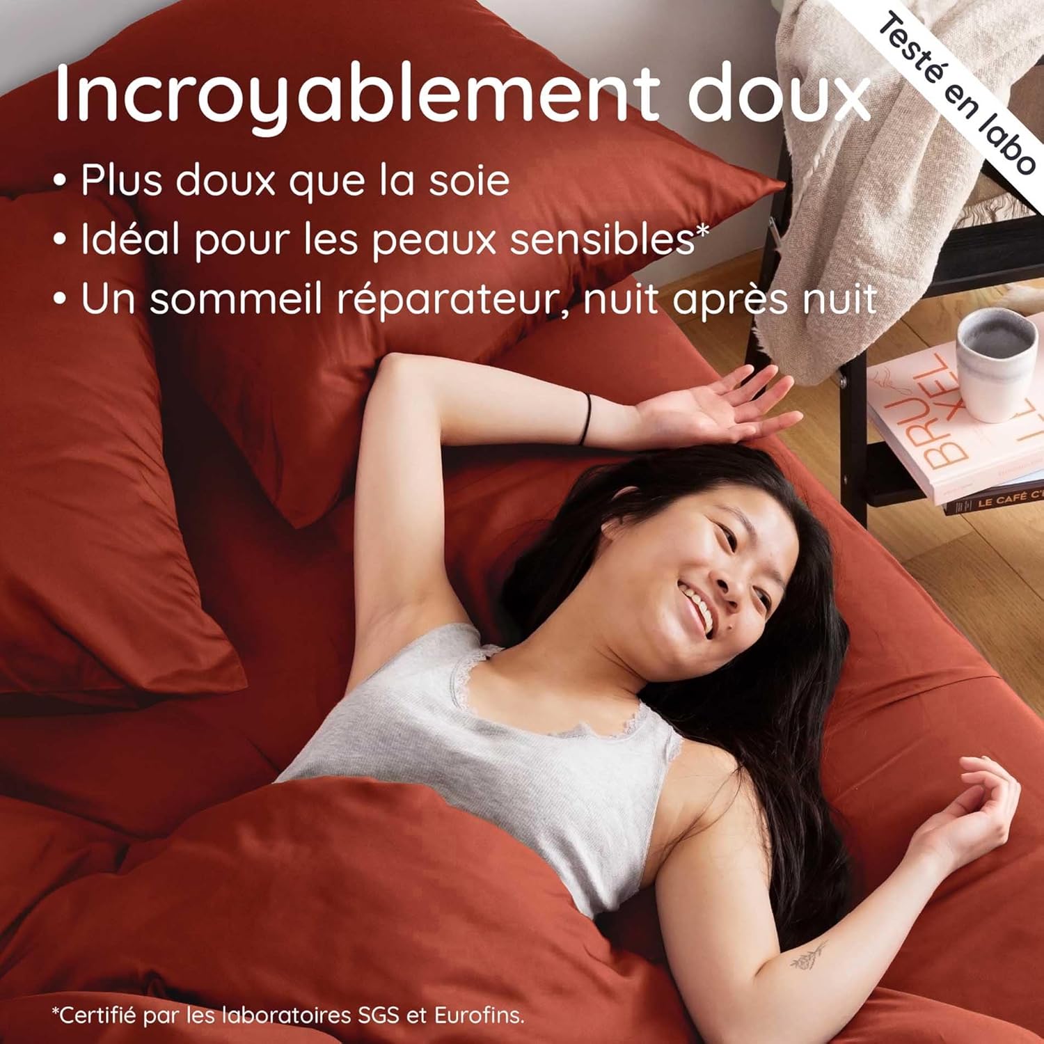 Thumbnail 3 de Bambaw Drap housse en bambou Tanboocel 160 x 200 cm (terracotta) pour matelas jusqu’à 35 cm