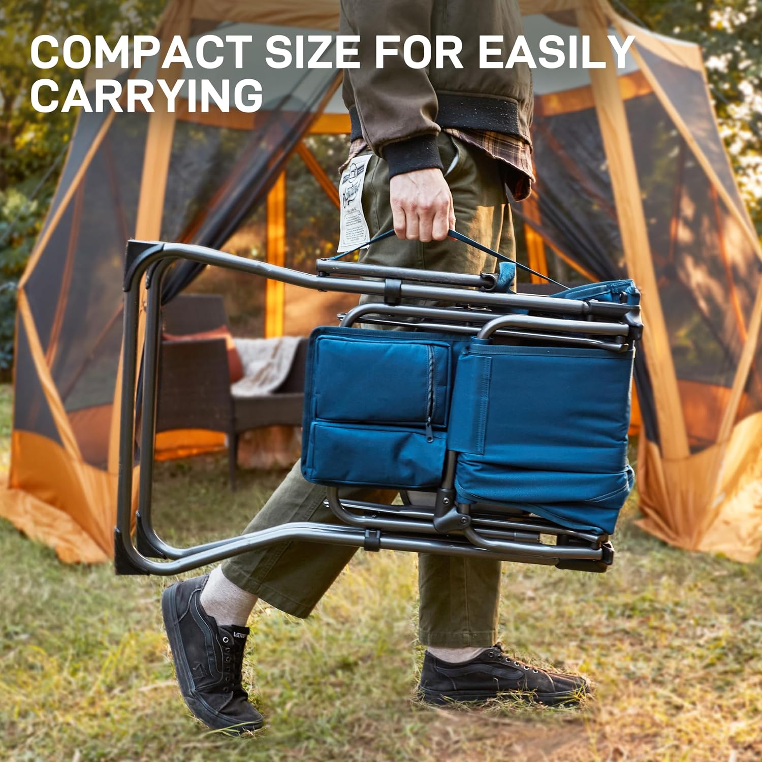 Thumbnail 3 de EVER ADVANCED EA-DC-1026T Tall Camping Chair with 30.7-Inch Seat and Side Table
