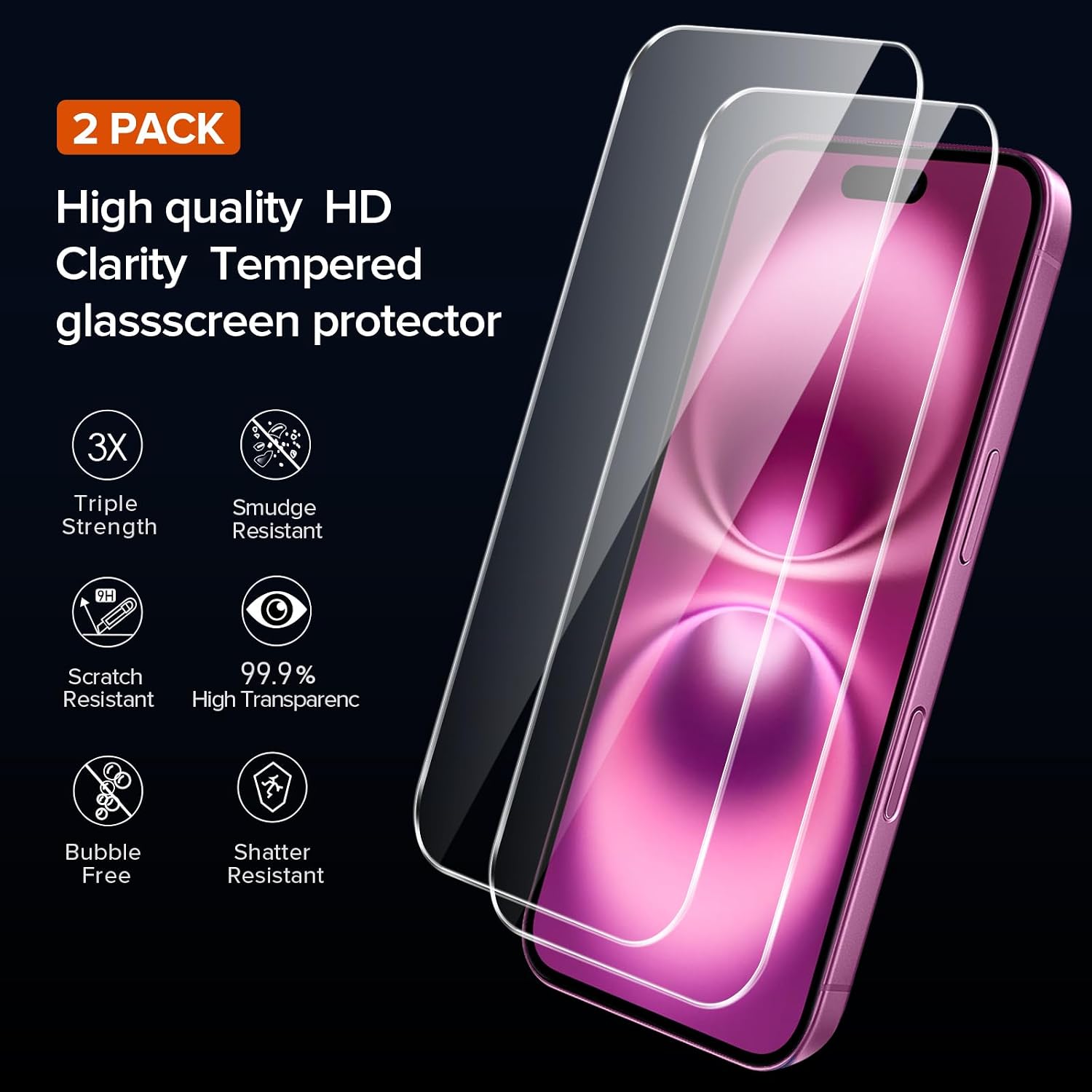 Detalle de ivoler 3 in 1 Camera Cover for iPhone 16 6.1-Inch Case – 2 Pack Screen Protectors & Shockproof Back