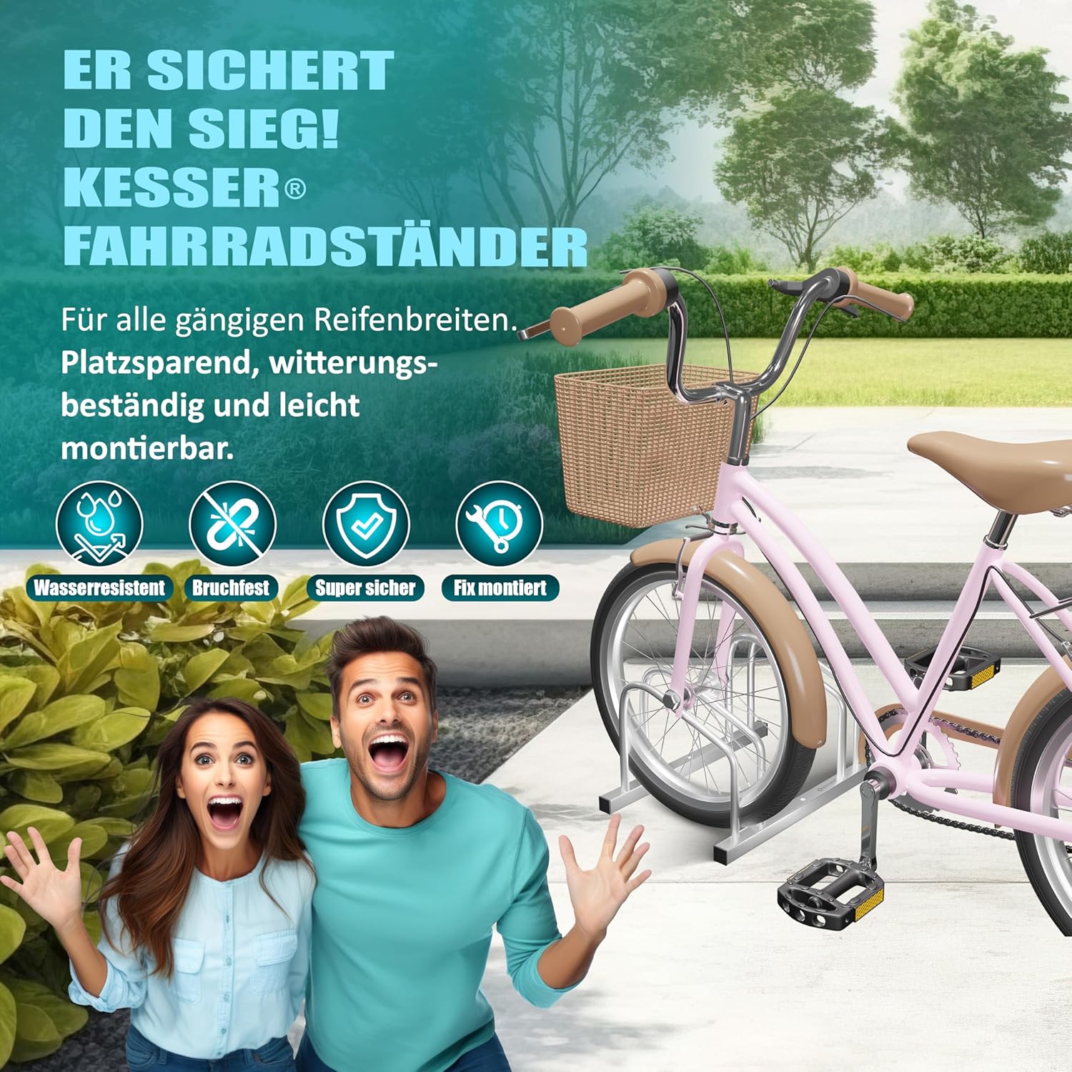 Thumbnail 6 de KESSER Fahrradständer für 6 Fahrräder inkl. Parkschild – Mehrfachständer, 37 cm Radabstand