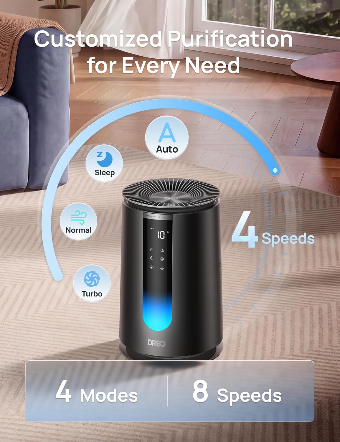 Thumbnail 5 de DREO DR-HAP008S Black Smart Air Purifier, HEPA, Wi-Fi, PM2.5 Monitor