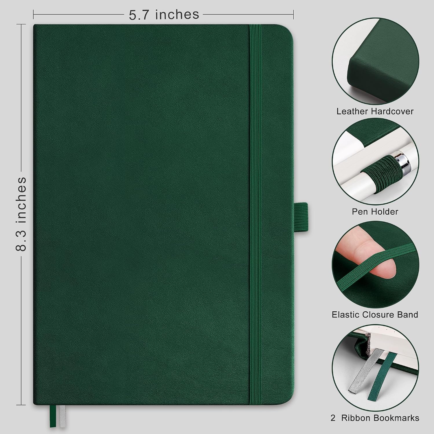 Detalle de Rettacy A5 Notebook 2-Pack: Lined Journal with Leather Hardcover, 188 Pages Each