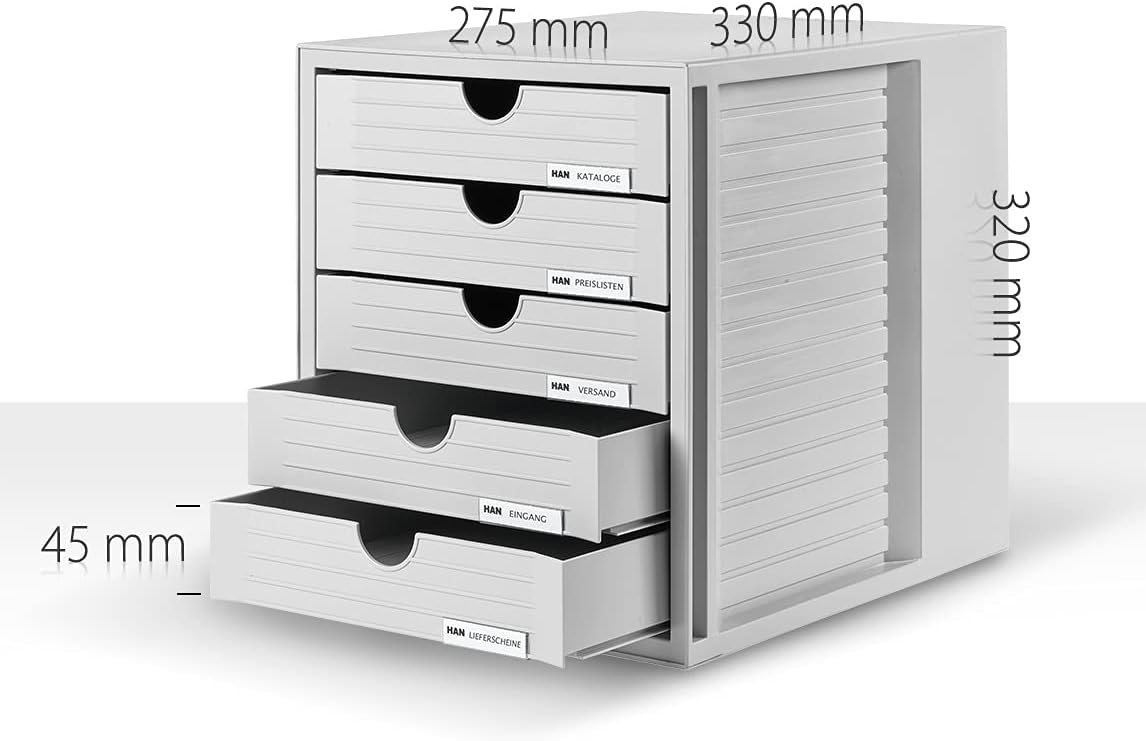 Thumbnail 1 de HAN SYSTEMBOX KARMA Schubladenbox mit 5 Schubladen – lichtgrau, 275×330×320 mm, 80–100% recycelt
