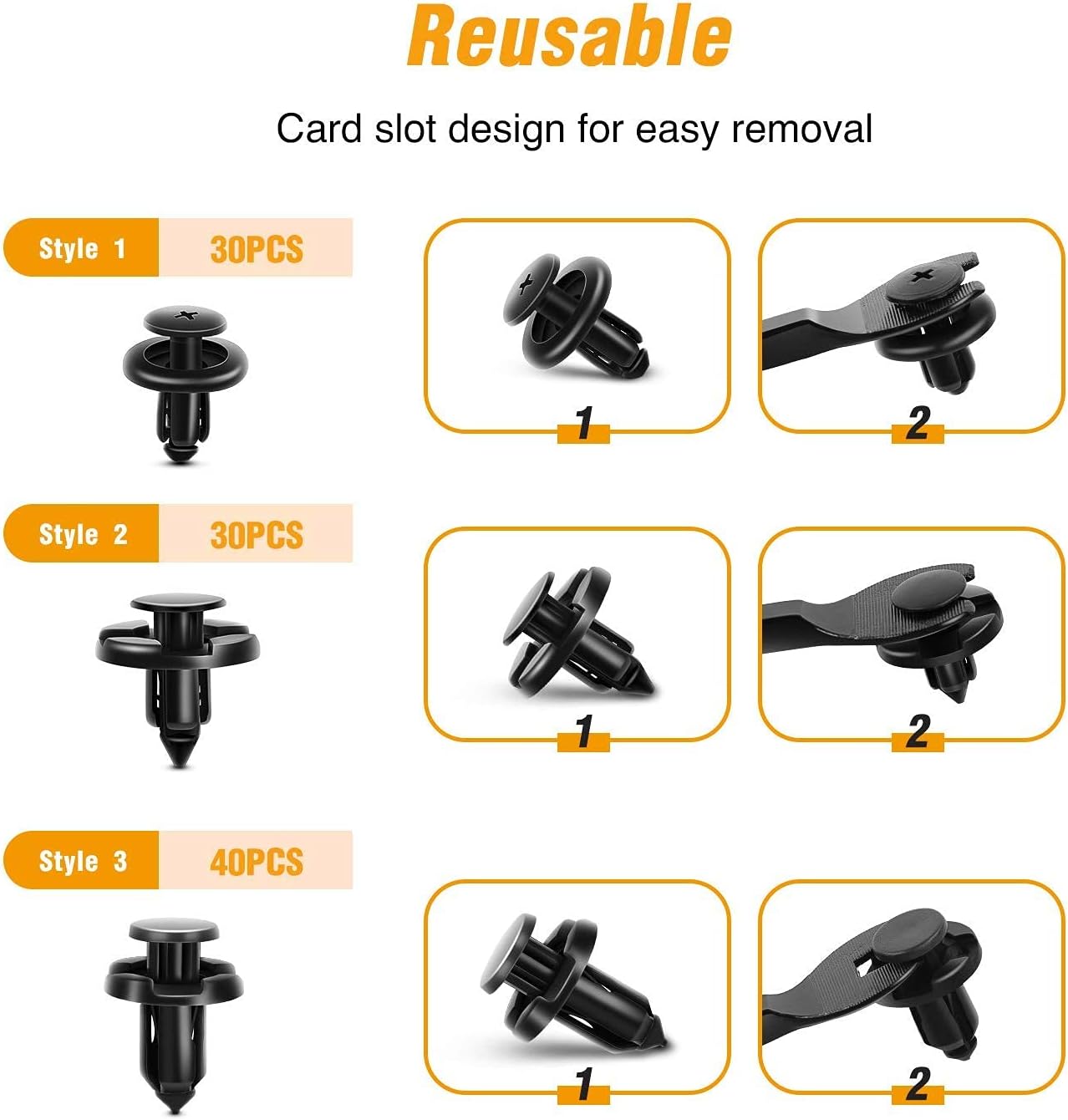 Detalle de GOOACC 100-Piece Push-Type Retainer Clips (7mm, 8mm, 10mm) for Subaru + Bonus Remover