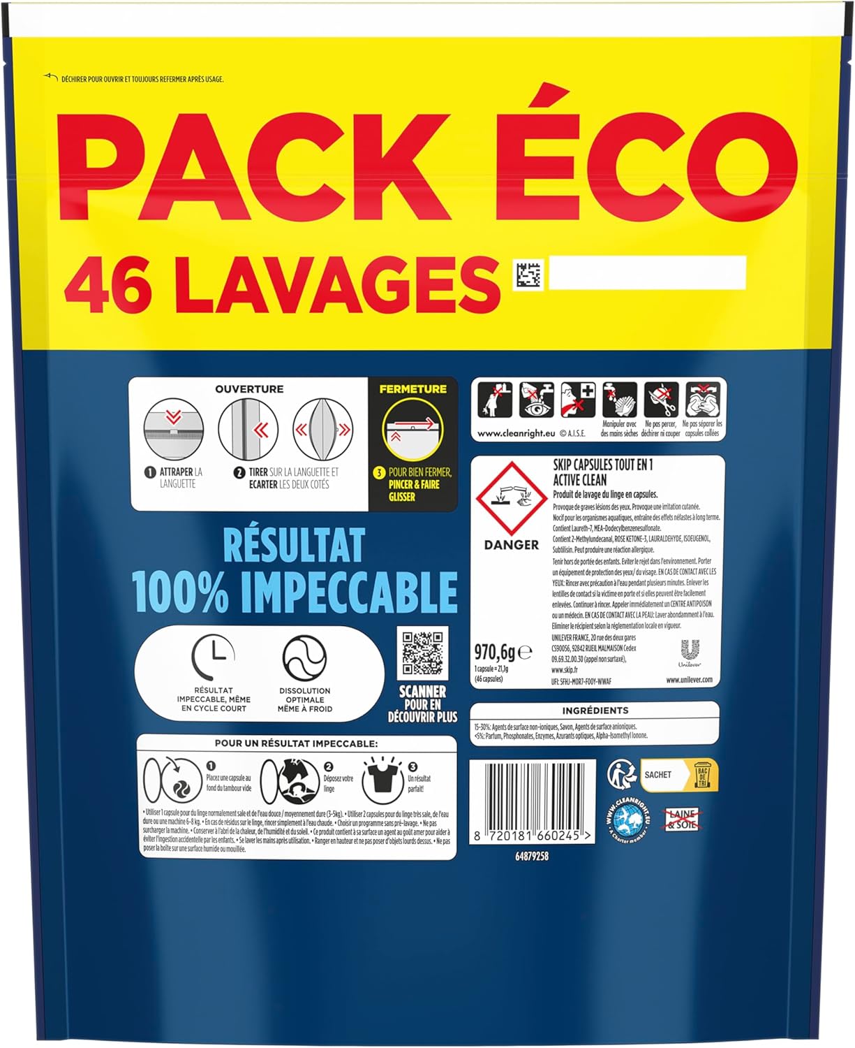 Thumbnail 2 de Skip Capsule Lessive Tout en 1 Active Clean – Élimine les taches dès le premier lavage (38 lavages)