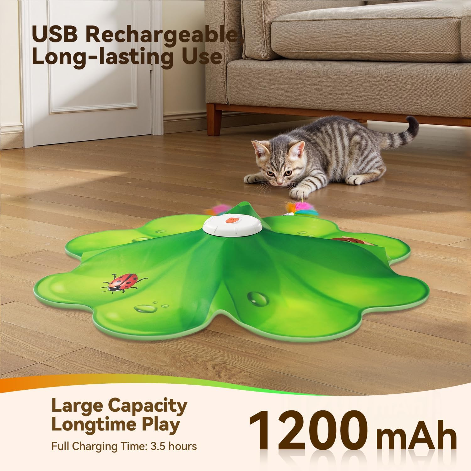 Detalle 2 de FEELNEEDY FN-P20 Interactive Cat Toy with Moving Feathers and LED Red Dot