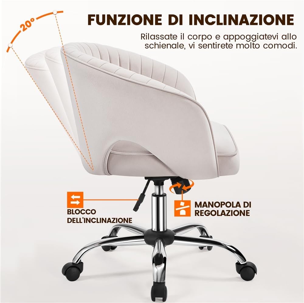Detalle 2 de Yaheetech poltroncina ergonomica 360 gradi crema