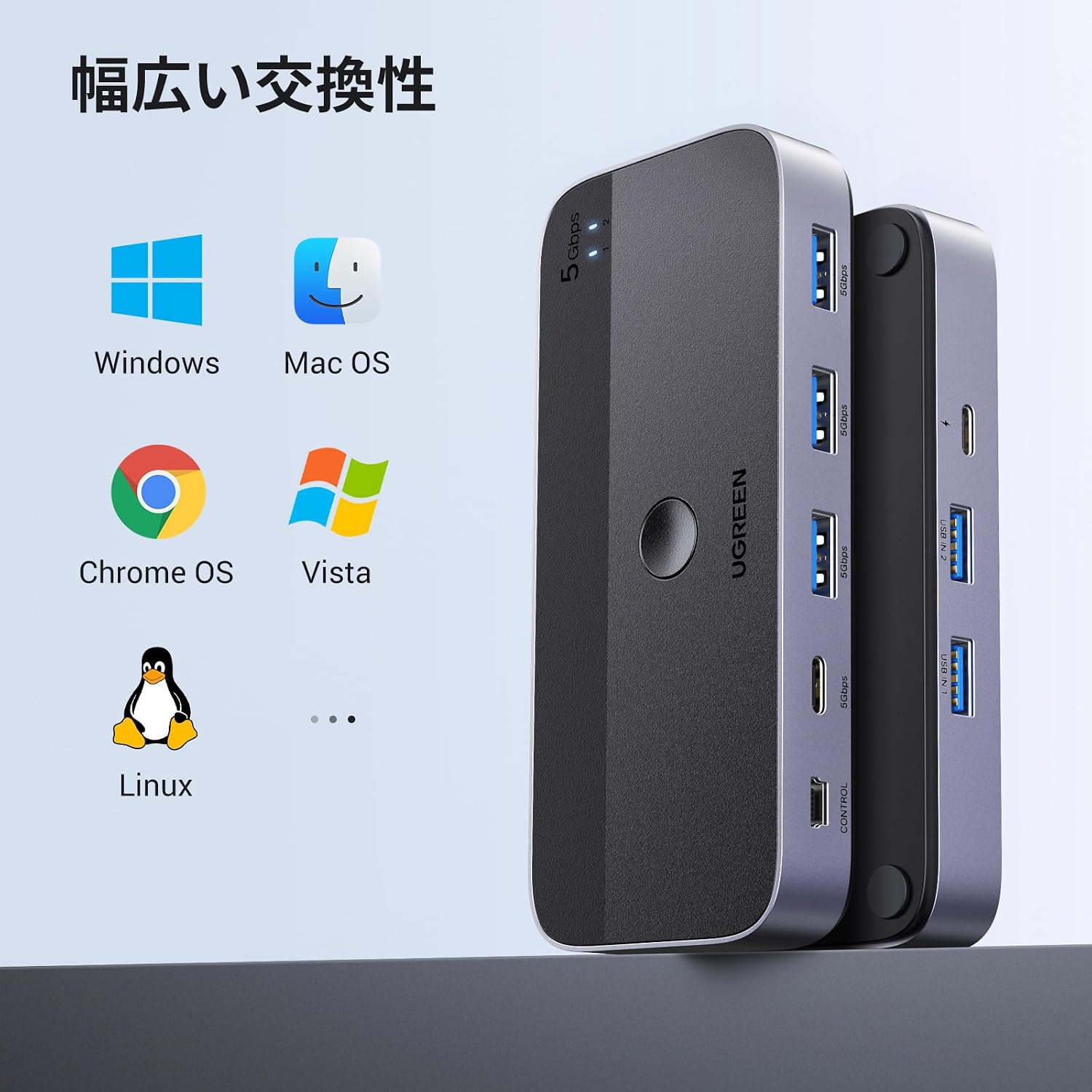 Thumbnail 4 de UGREEN USB 3.0切替器 4台のUSB機器を2台のPCで共有、最大5Gbps・リモコン付き