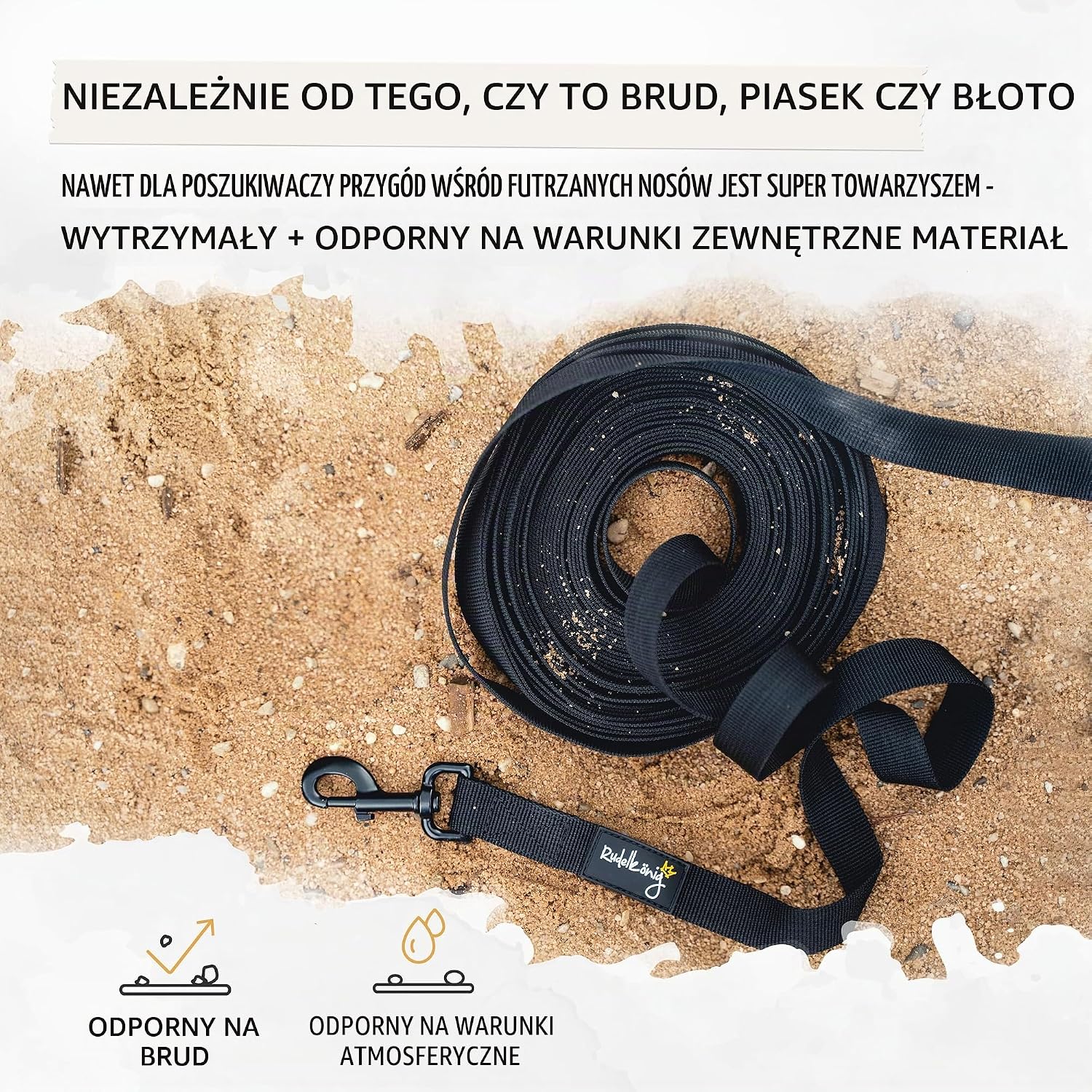 Detalle 2 de Rudelkönig smycz treningowa dla psa 5 m z nylonu, wyściełanym uchwytem i karabińczykiem