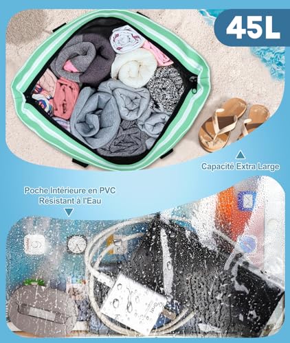 Thumbnail 4 de ISEYOU Grand Sac de Plage XXL Imperméable – 45L, multi-poches et séparation humide/sec