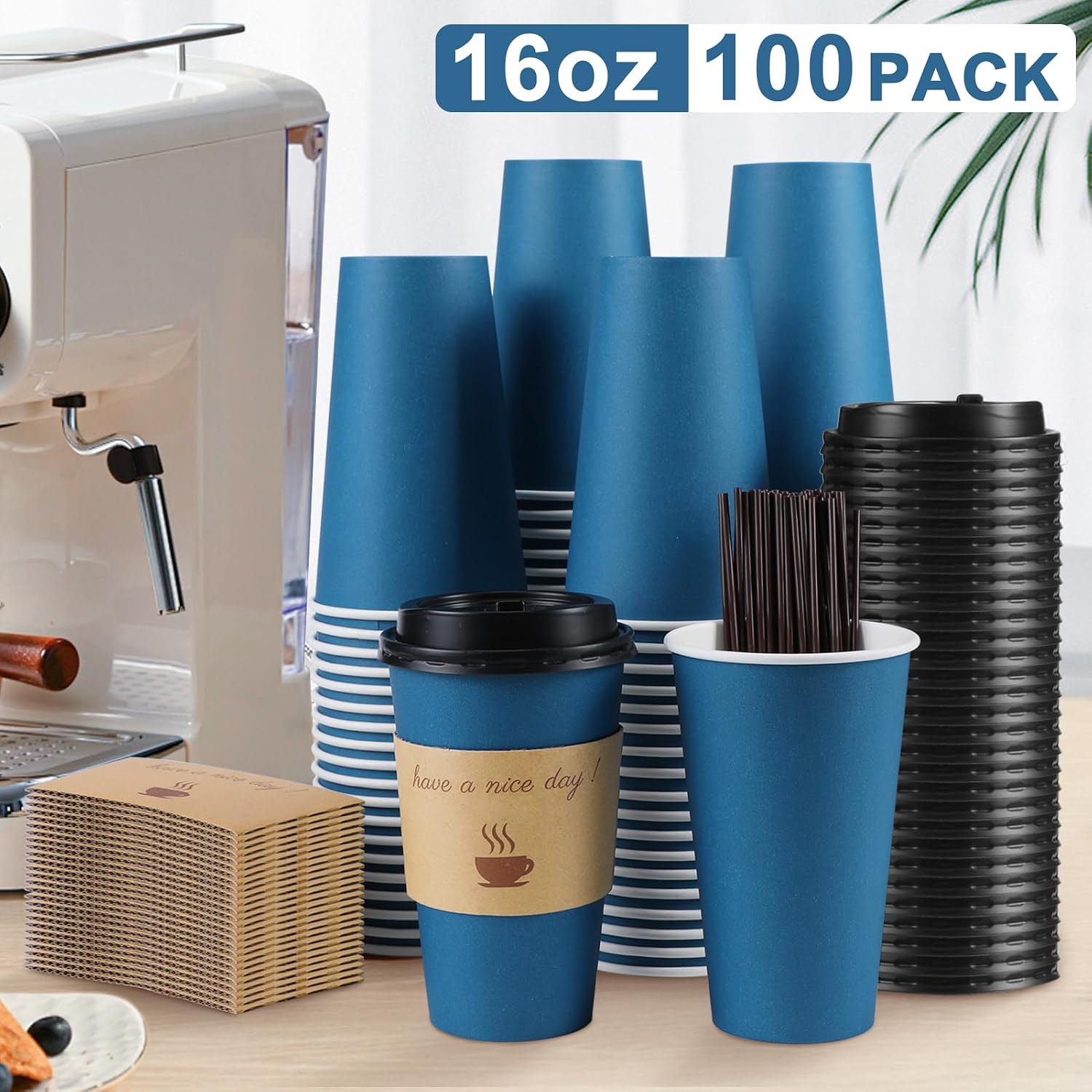 Detalle 1 de Clawsoff 16 oz Disposable Coffee Cups Navy