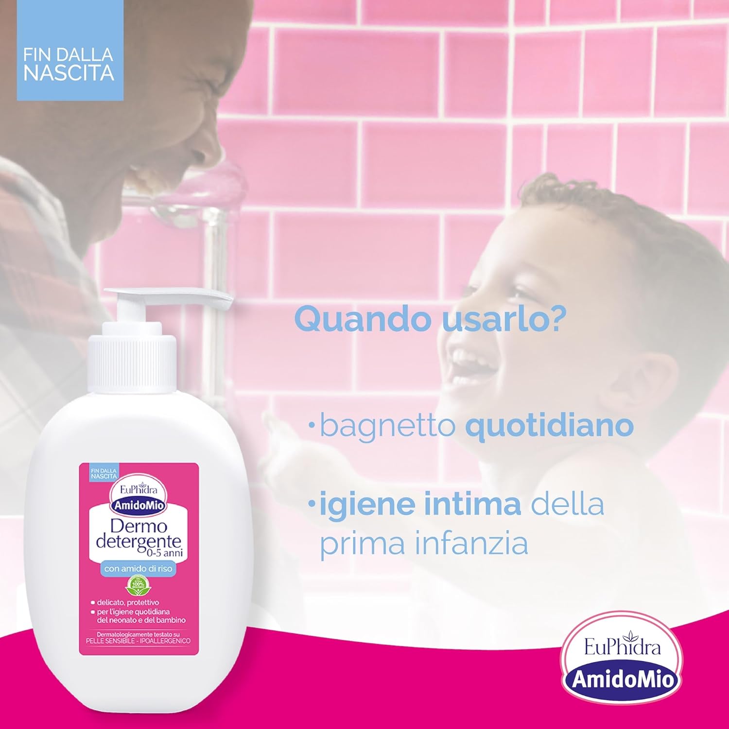 Detalle de Euphidra AmidoMio Dermo Detergente 12 Flaconi da 400 ml – Detersione delicata per bambini 0–5 anni