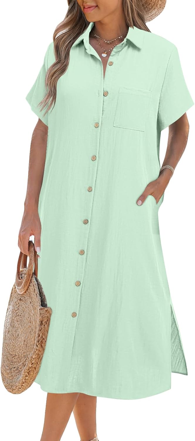 Thumbnail 6 de Zeagoo Women’s Summer Button-Down Shirt Dress Cover-Up (with Pockets)