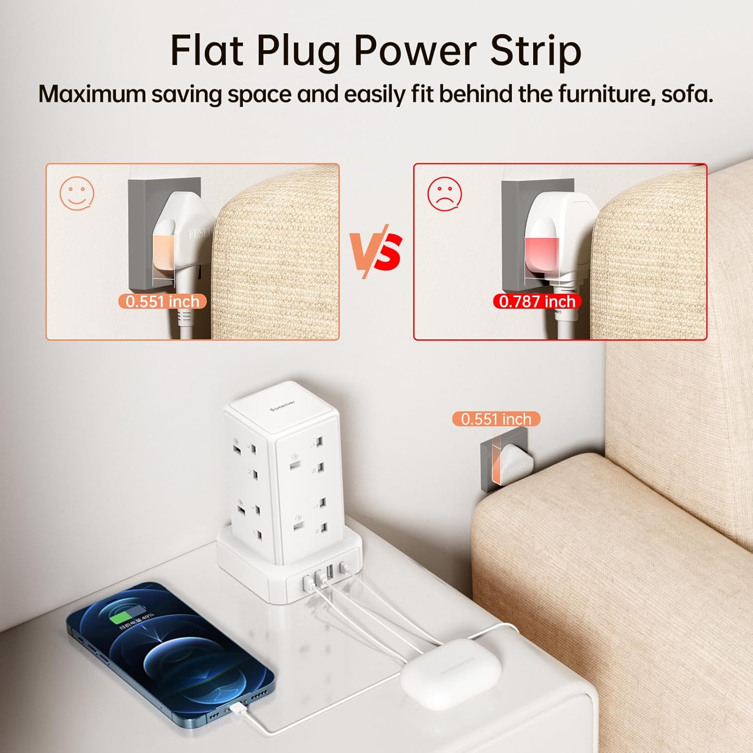 Thumbnail 5 de Tower Extension Lead 5M — 8 AC Outlets and 4 USB Ports with Surge Protection