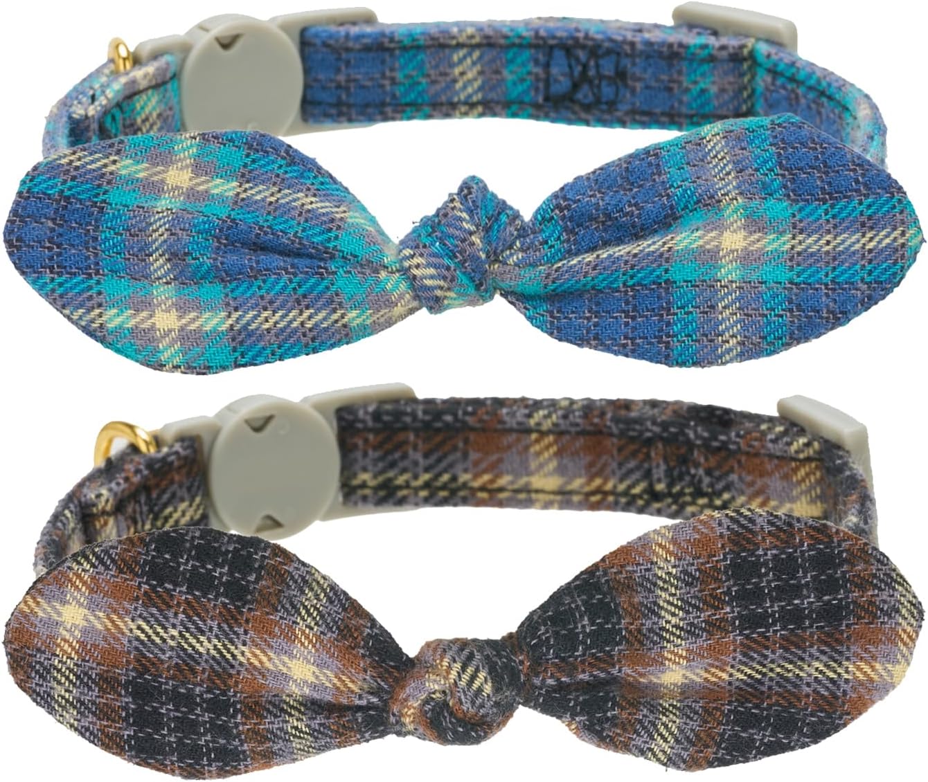 Thumbnail 6 de YUDOTE 2 Pack Cotton Cat Collars with Bowtie and Bell (Blue Flower & Daisy), Quick-Release Safety Buckle