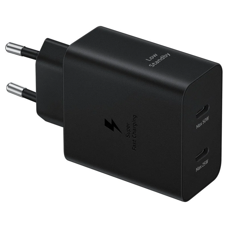 Detalle de Samsung Cargador USB-C 50W con Carga Rápida (Negro) – Duo 50W de Samsung