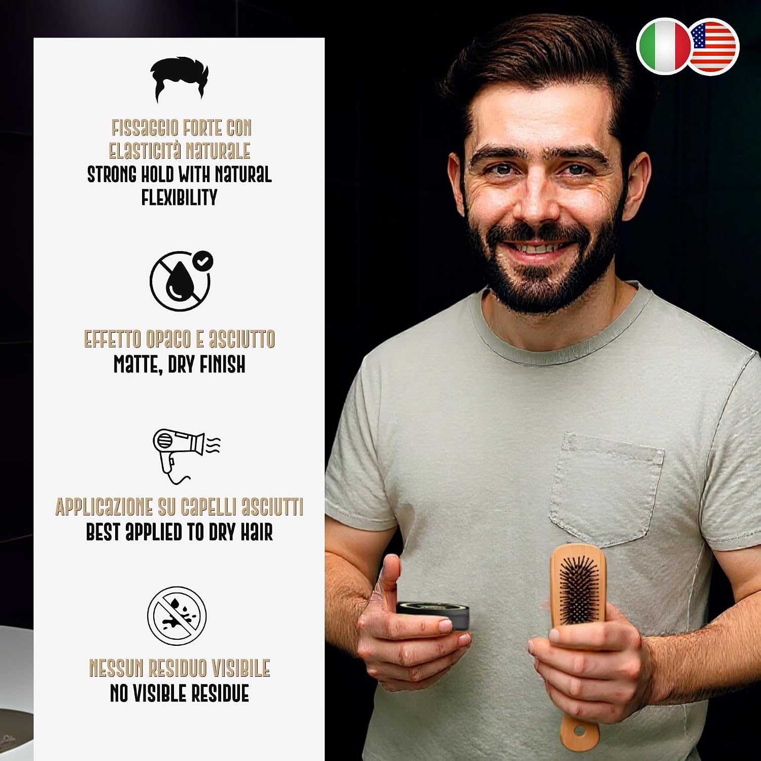 Detalle de Barbers Garage Matt Wax – Cera Opaca Capelli Uomo, Tenuta Forte e Finish Naturale