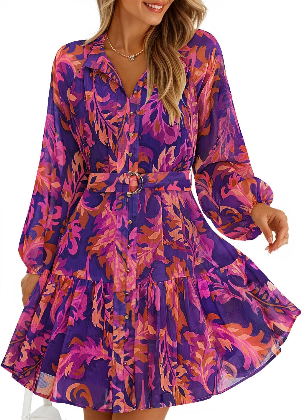 Detalle de ZESICA Women's Chiffon Mini Dress