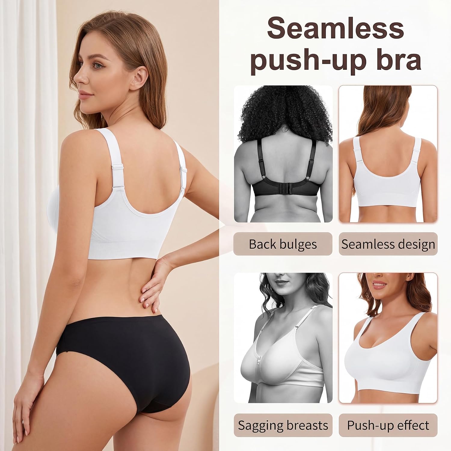 Detalle de Leversic Women’s High-Impact Wirefree Sports Bra with Adjustable Straps