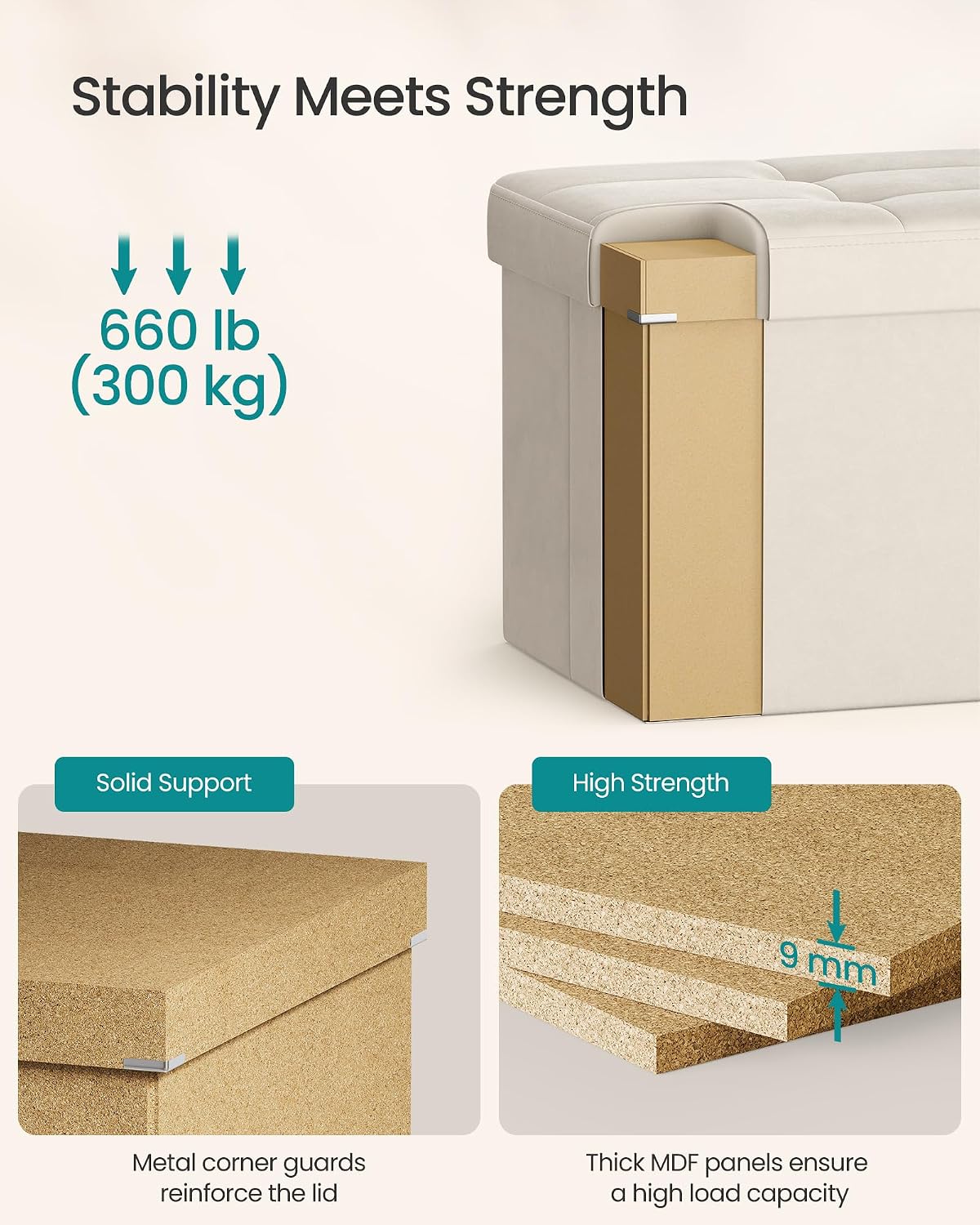 Thumbnail 4 de SONGMICS Storage Ottoman 43.3-Inch