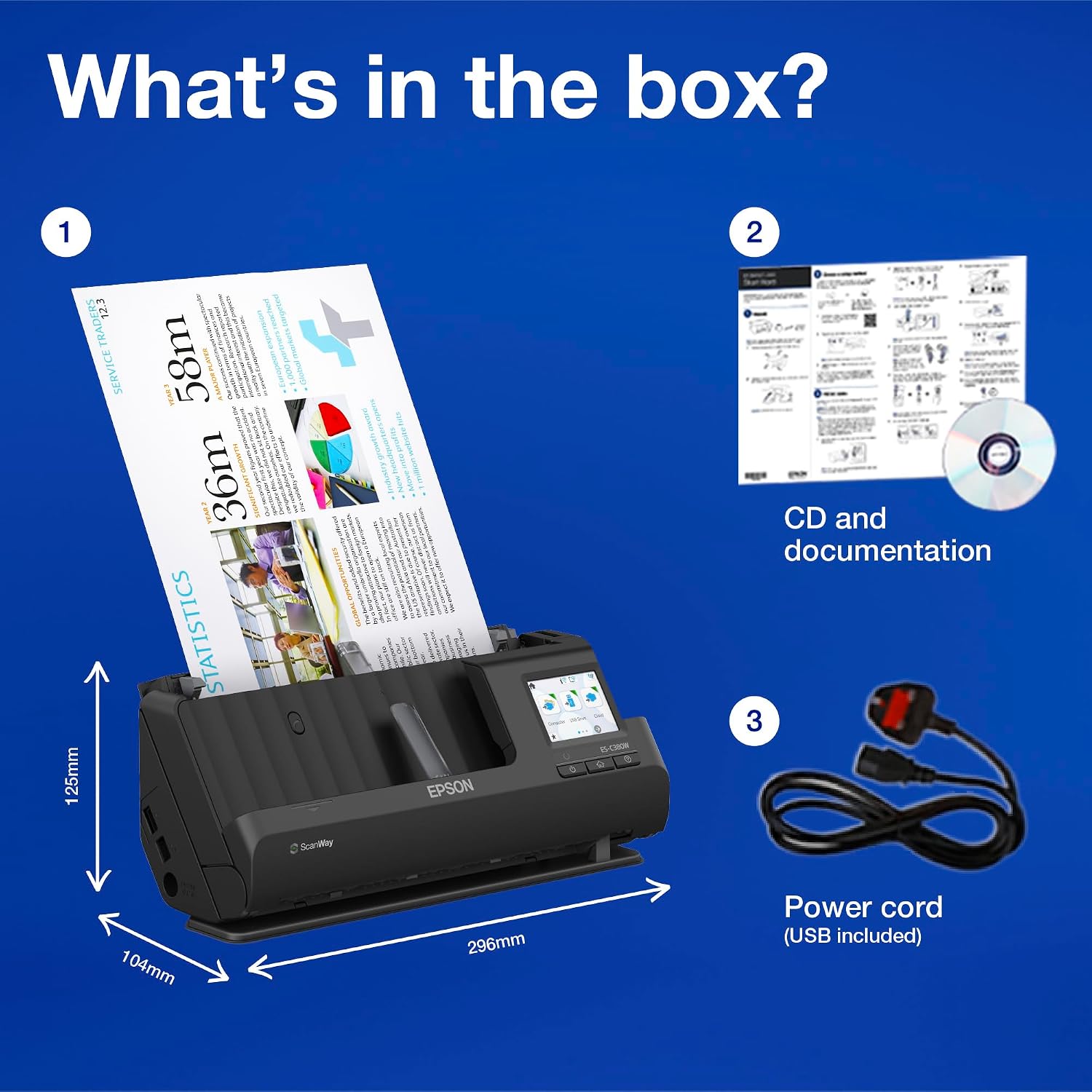 Detalle de Epson ES-C380W Wi‑Fi 30ppm scanner