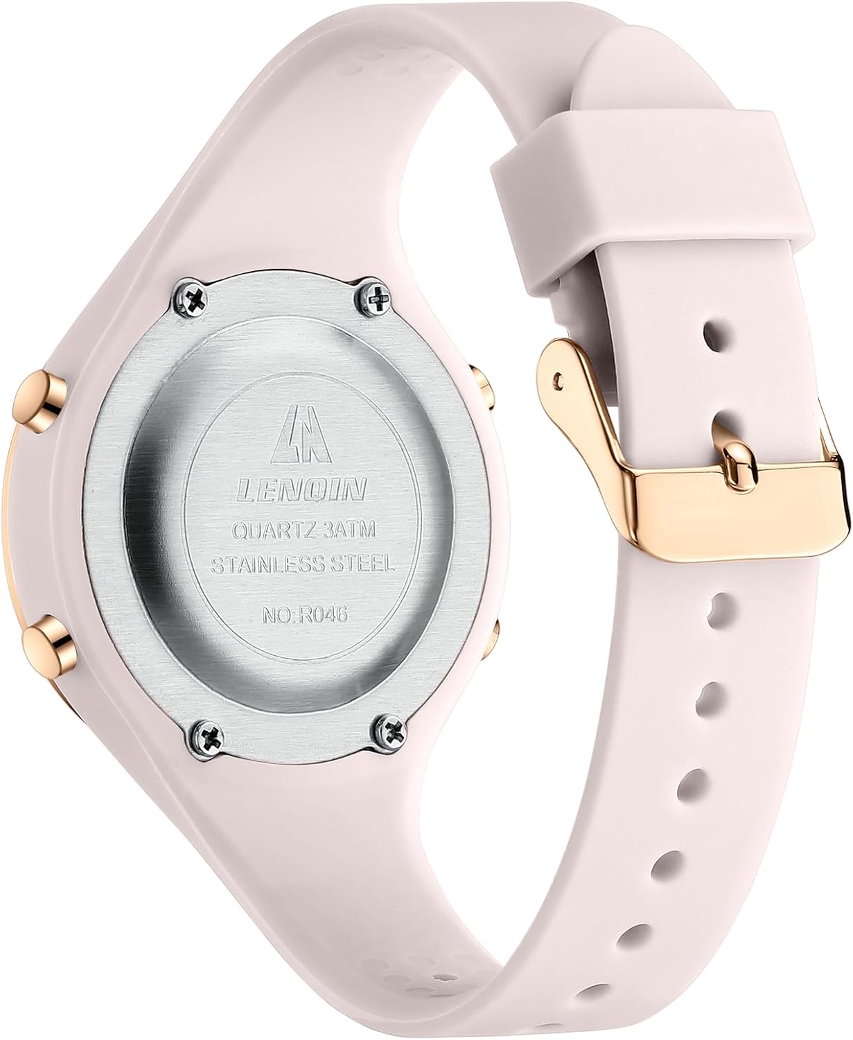 Detalle de LN LENQIN Damen Digitaluhr mit Stoppuhr, Kalender und Silikonarmband