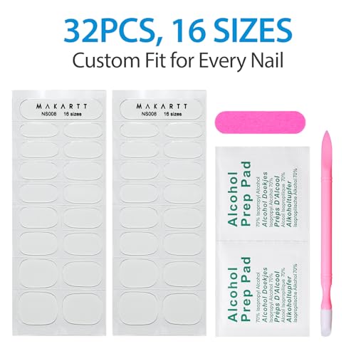 Thumbnail 6 de Makartt Gel Nail Wraps – 32pcs, 16 Sizes, Long-Lasting Gel Nail Stickers (Clear)