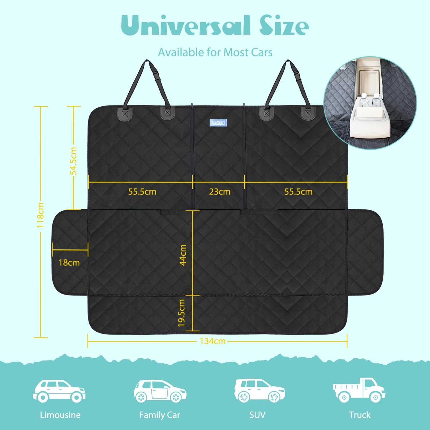 Detalle 2 de Nobleza Telo Auto per Cani: Coprisedile universale 137×121 cm, impermeabile e antiscivolo