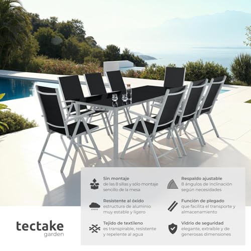 Detalle 2 de TecTake® Conjunto Muebles Jardín 9 Piezas ☀️ Resistente y Plegable