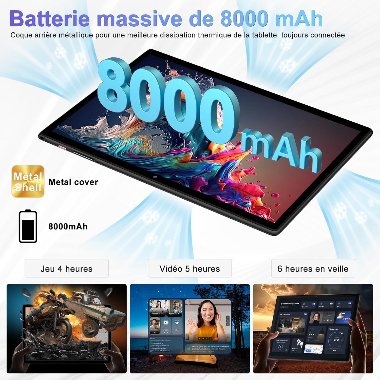Thumbnail 5 de SUAAT 2026 Android 15 Tablet mit Gemini AI – 10,1 Zoll, 30 GB RAM, 128 GB ROM + 2 TB Erweiterung, Bluetooth 5.0, Widevine L1