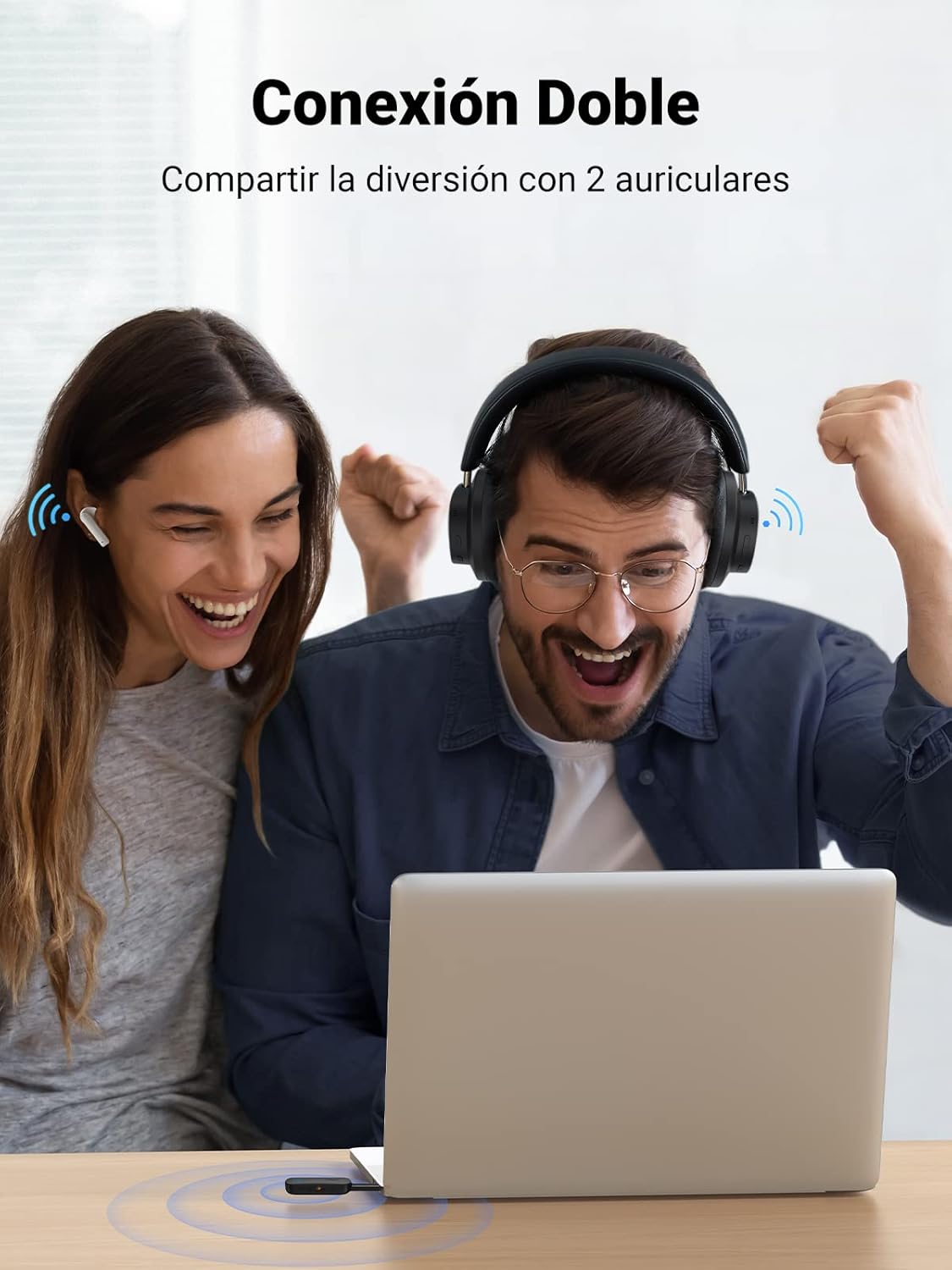 Detalle de UGREEN Transmisor Receptor Bluetooth 5.4 2 en 1 140 mAh