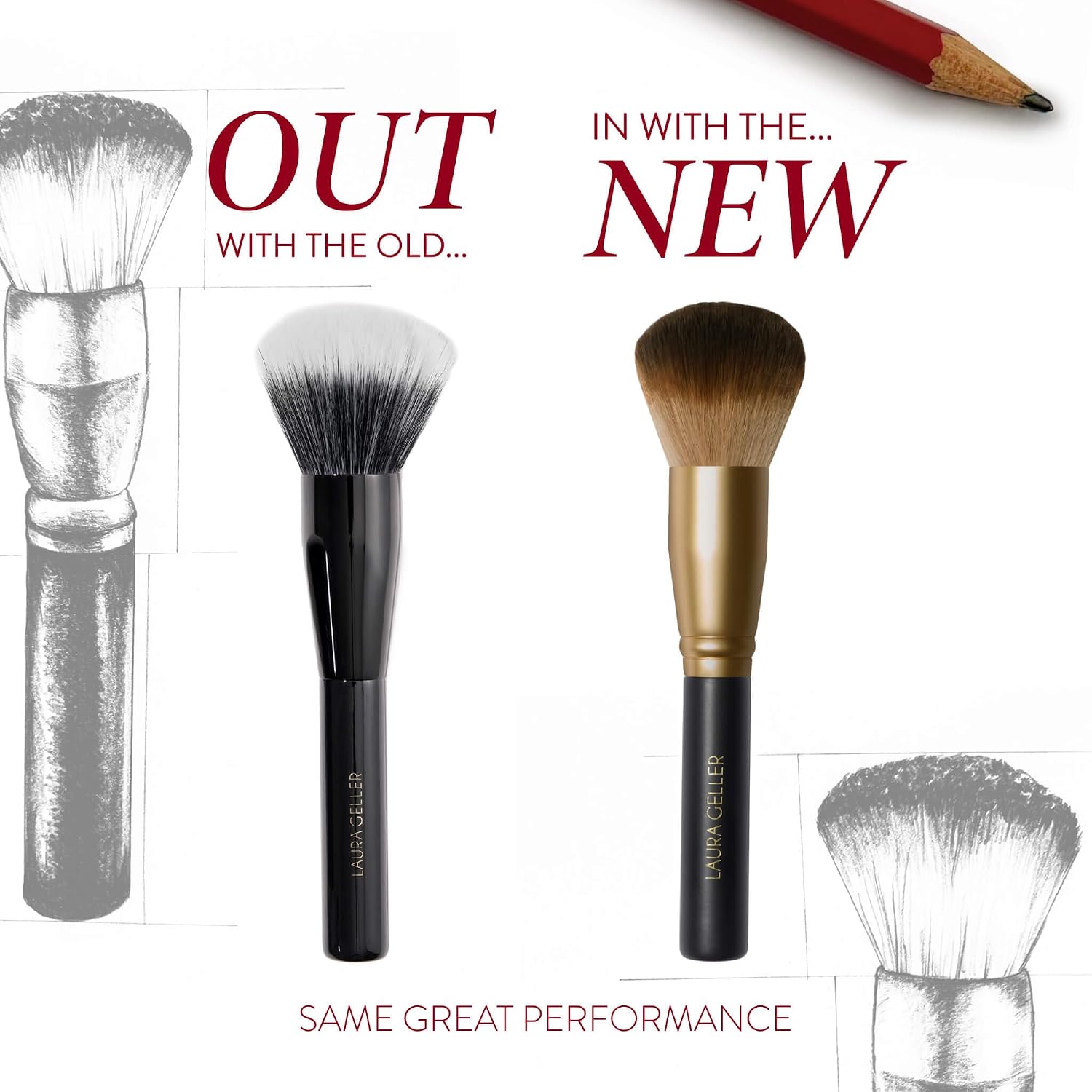Thumbnail 1 de LAURA GELLER Full Face Powder Brush with Wooden Handle in Midnight Black