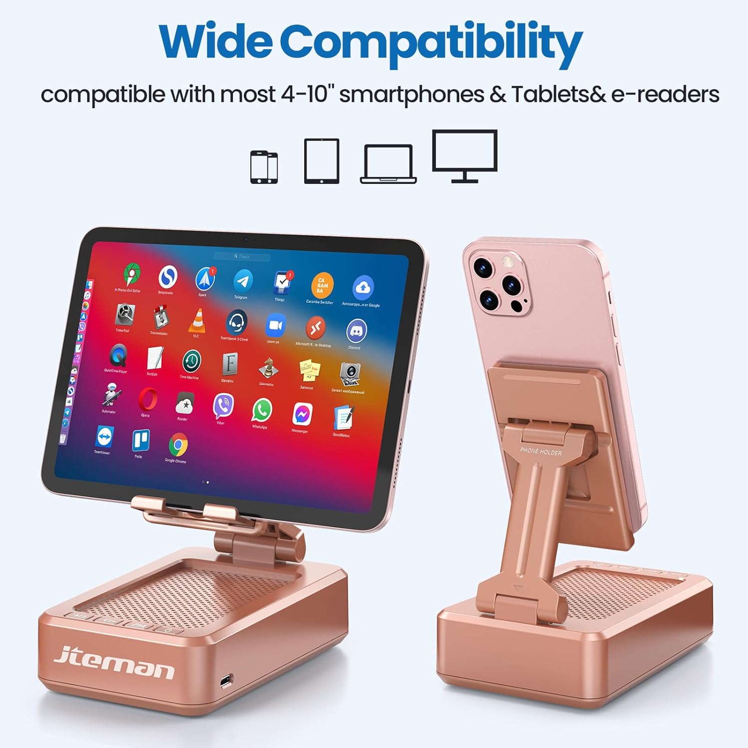 Thumbnail 3 de JTEMAN Cell Phone Stand with Bluetooth Speaker
