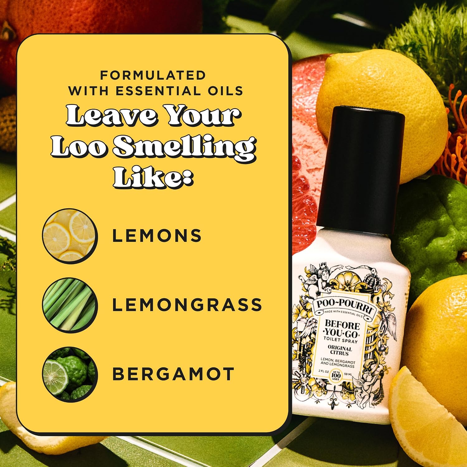 Detalle de Poo-Pourri Before-You-Go Toilet Spray, Original Citrus (2 Fl Oz) – 100 Uses, TSA-Approved