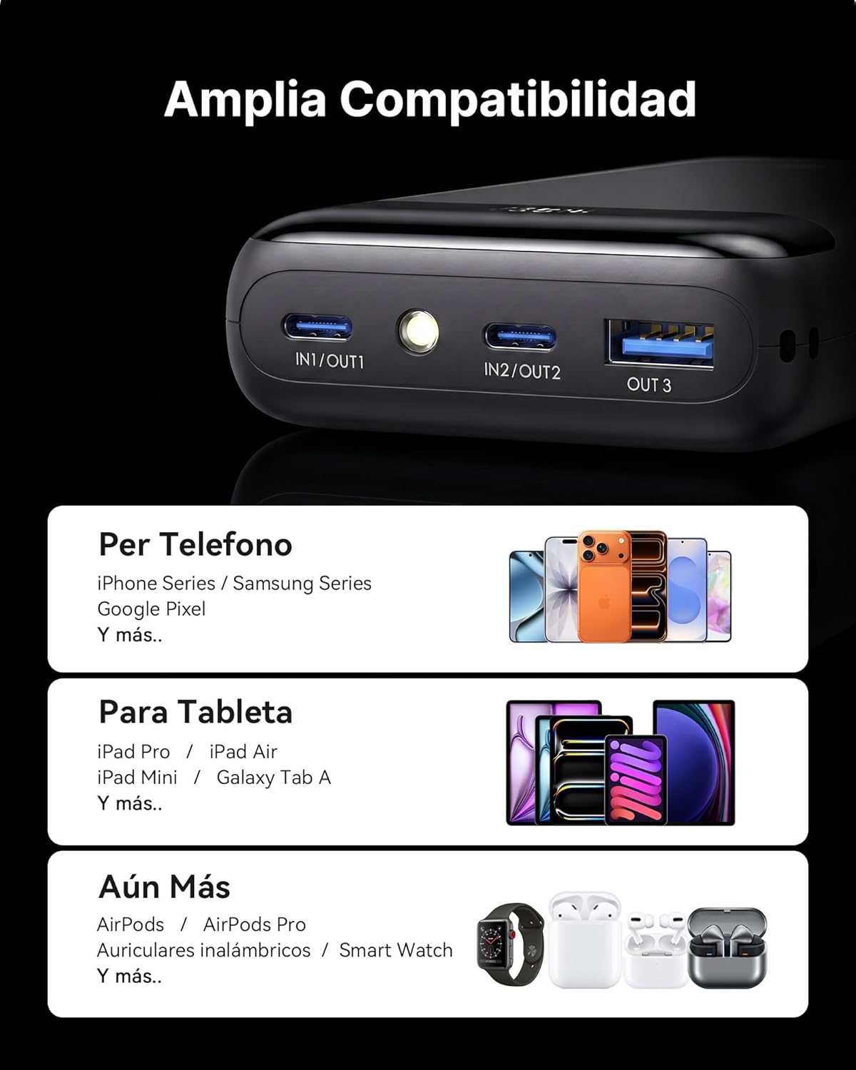 Thumbnail 5 de INIU Power Bank, Ultrapequeño 20000mAh 22,5W PD3.0 QC4.0 Bateria Externa Carga Rapida, USB C Input & Output Bateria Portatil, Powerbank Compatible con iPhone 17 16 15 14 Pro MAX Plus, Samsung, Xiaomi