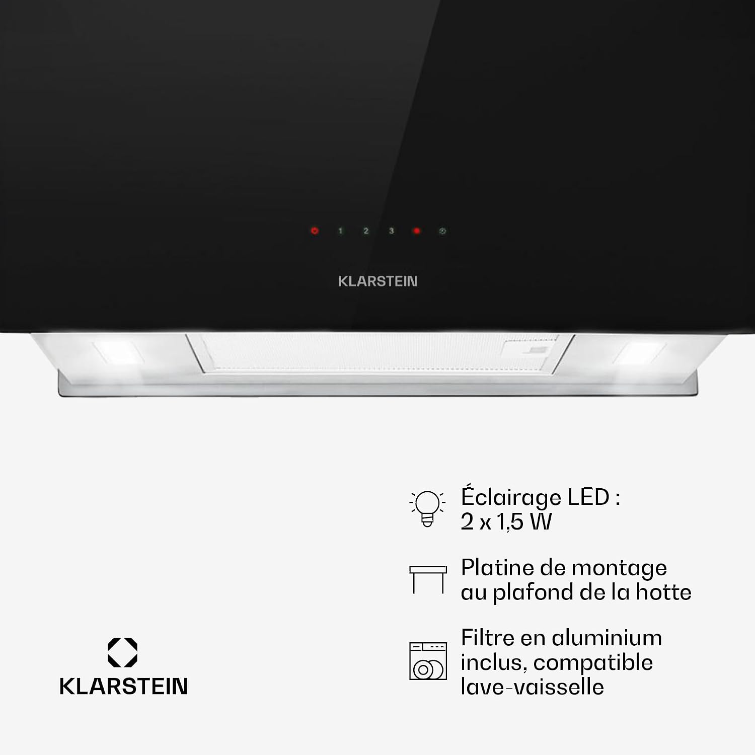 Detalle de Klarstein Kronleuchter L eilandafzuigkap met recirculatie, led en timer