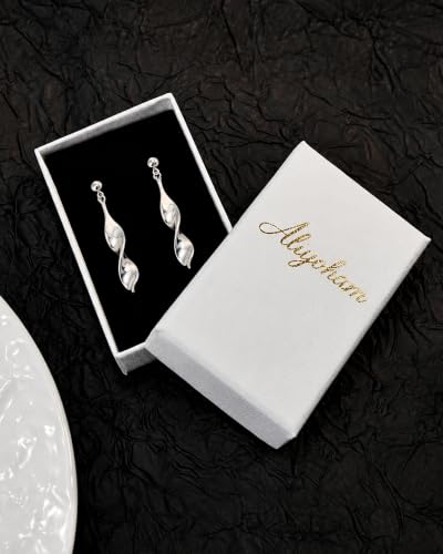 Thumbnail 5 de Aliyoham Silver Drop Earrings for Women, Silver-Plated Spiral Dangles