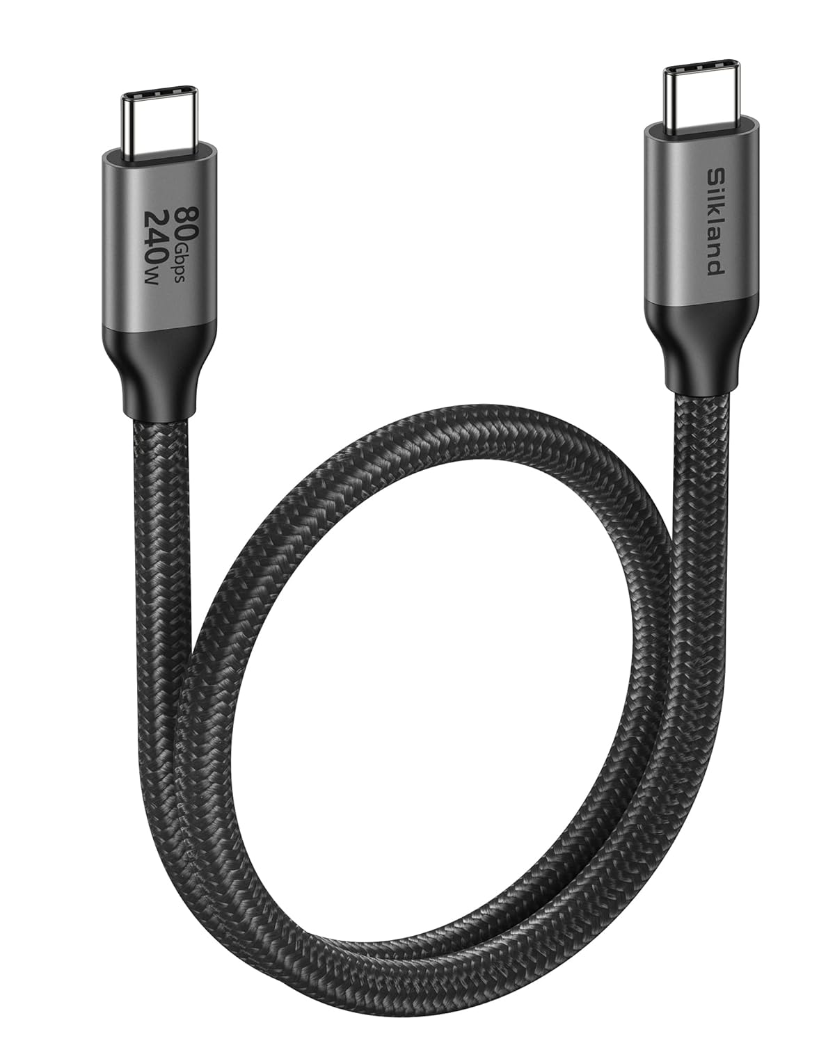 Detalle de Silkland USB4 (Thunderbolt 5) Cable 0.5m – 80Gbps data, 120Gbps display, up to 240W USB-C charging