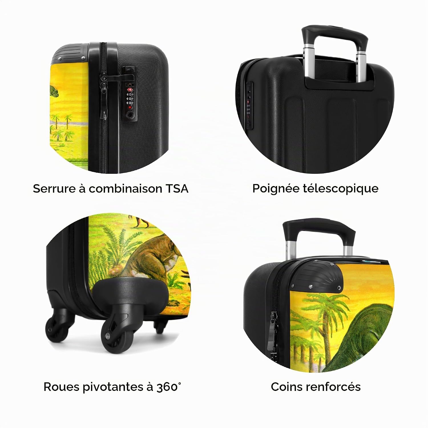 Thumbnail 6 de NoBoringSuitcases.com Kinderkoffer met wieltjes, ABS, dinosaurusprint en TSA-slot