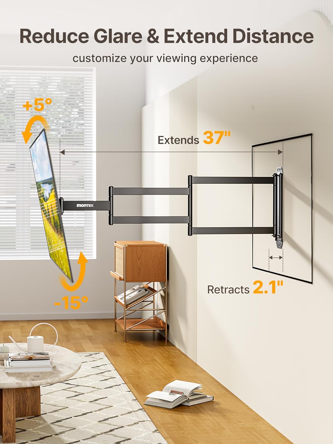 Thumbnail 2 de monTEK Long Arm TV Wall Mount for 23–65" TVs