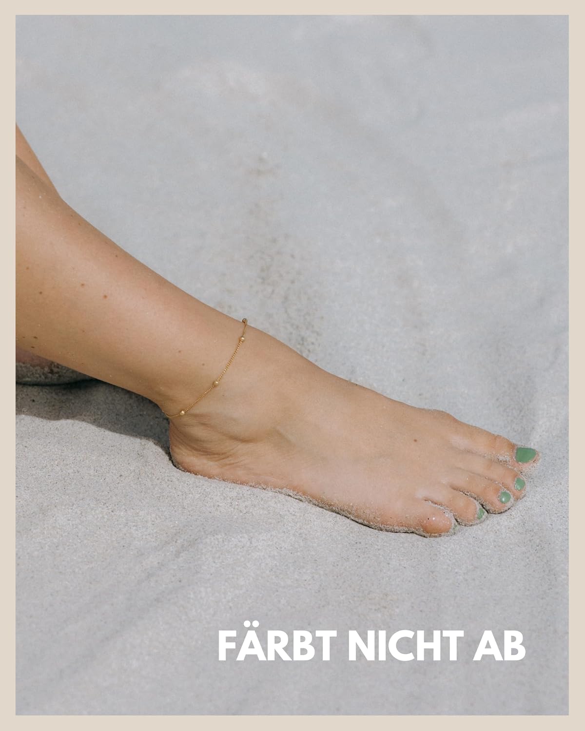 Detalle de GD GOOD.designs EST. 2015 Fußkettchen für Damen (Silber) – wasserfest & verstellbar mit kleinen Perlen