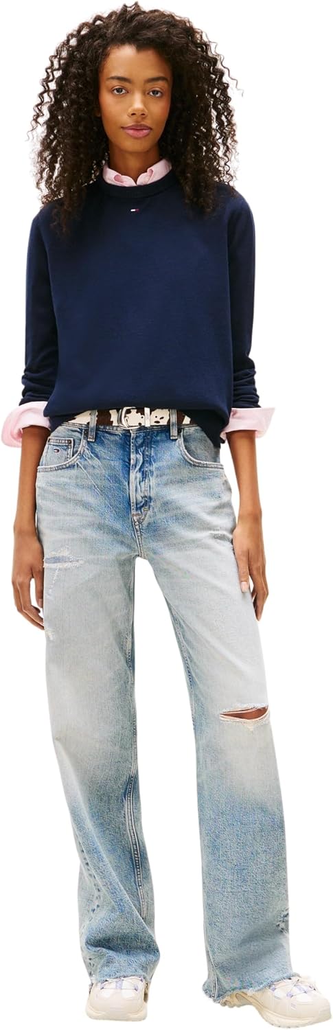 Detalle 2 de Pull Femme Tommy Jeans Essential Crew en coton